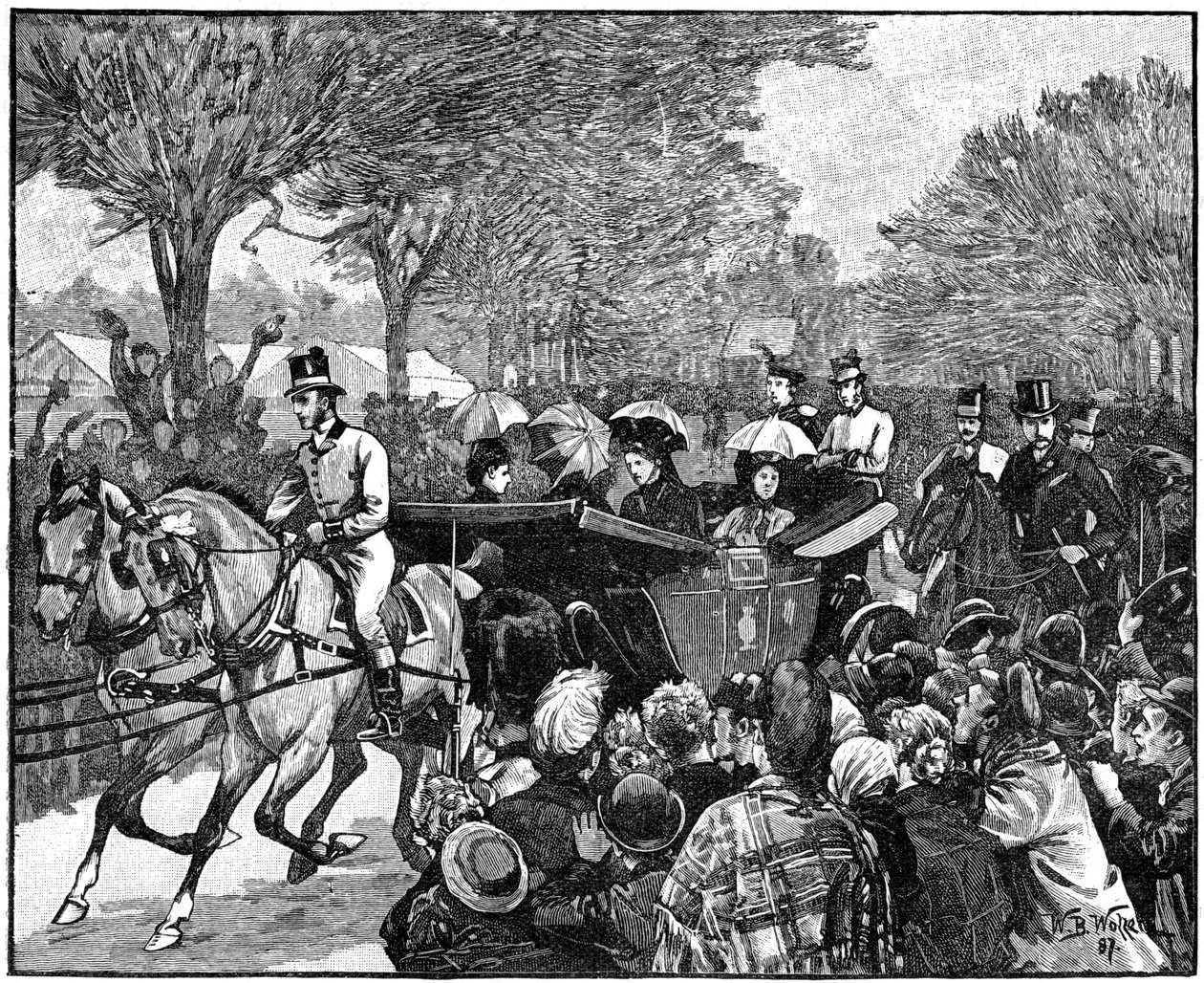 क्वींस, विक्टोरिया पार्क, लंदन, 1887, 1900 का दौरा करते हैं। द्वारा विलियम बार्न्स ऊन