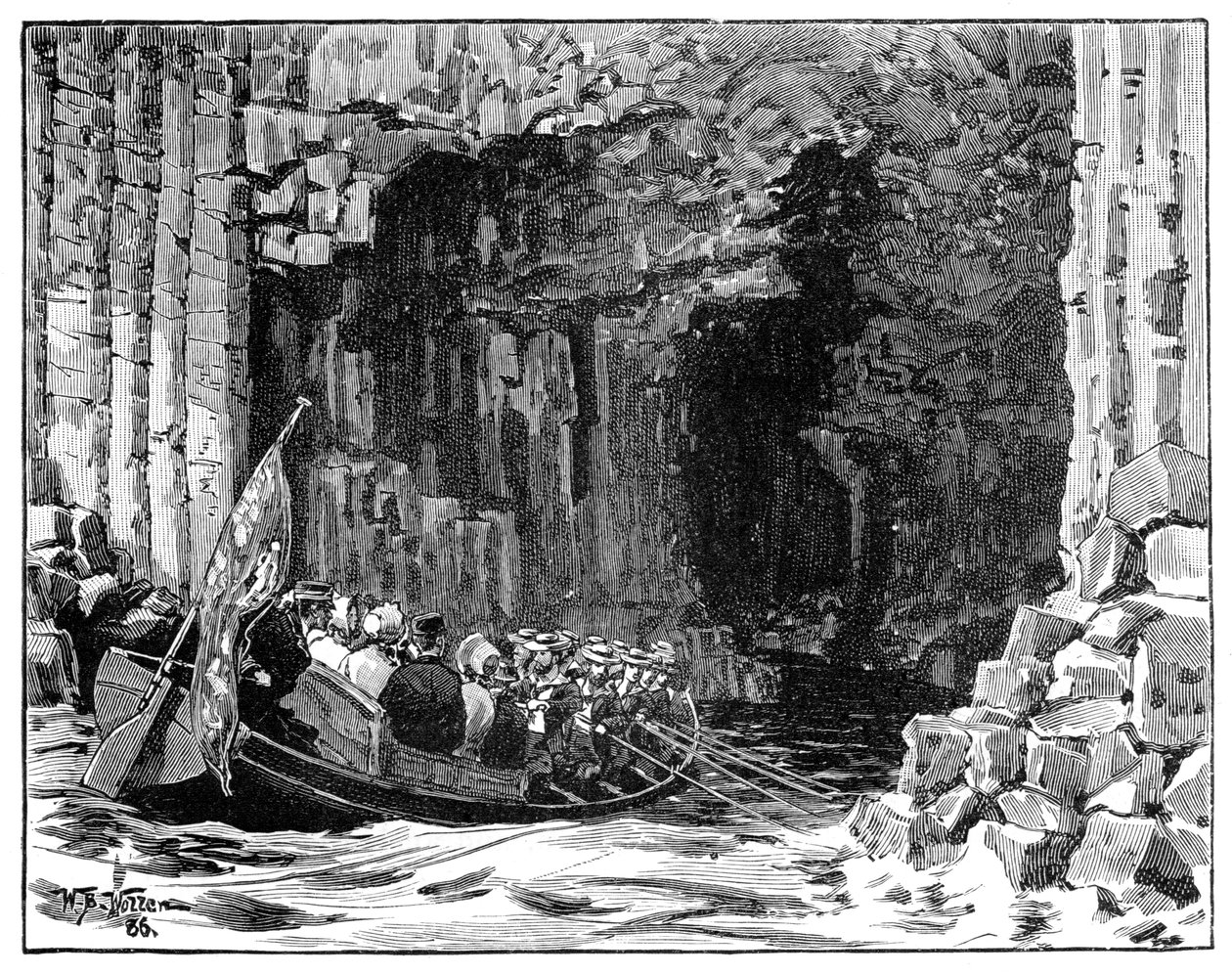 रॉयल विजिट टू फिंगल्स केव, स्टाफ़, स्कॉटलैंड, 1847, 1900। द्वारा विलियम बार्न्स ऊन