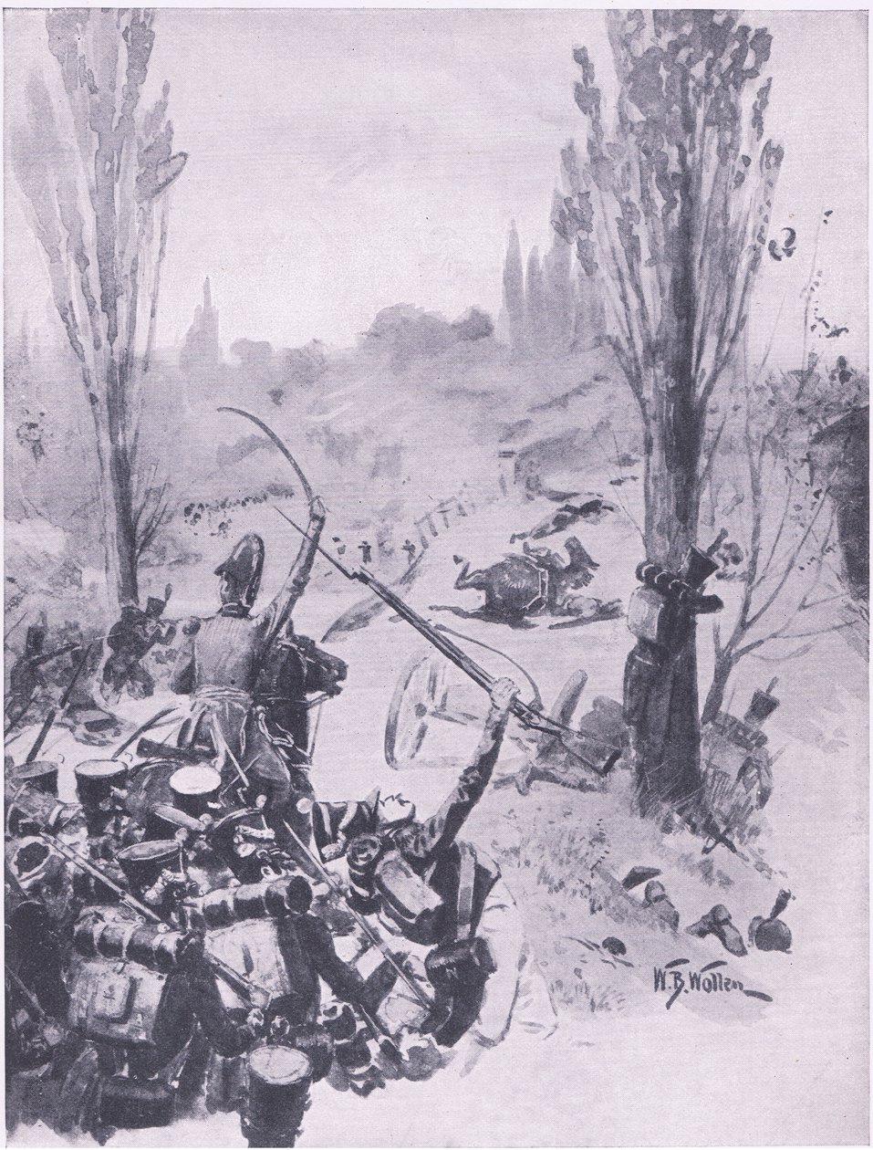 Ligny पर फ्रांसीसी सैनिकों की अग्रिम, 16 जून 1815, लैंड और सी, 1915 पर ब्रिटिश लड़ाइयों से चित्रण द्वारा विलियम बार्न्स ऊन