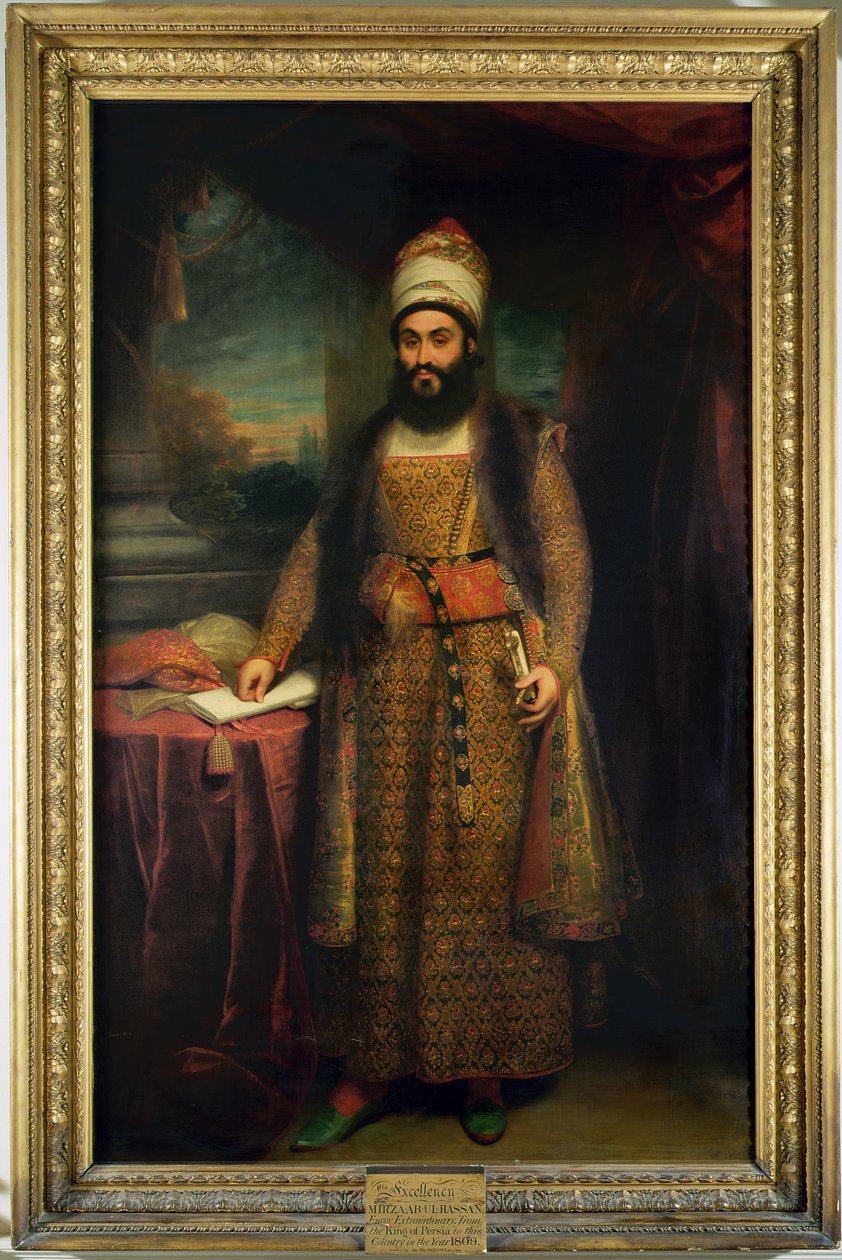 मिर्ज़ा अबुल हसन, फ़ारसी राजदूत (1785-1880) का चित्रण फारस के राजा द्वारा इंग्लैंड भेजा गया, 1809 द्वारा विलियम बीचे