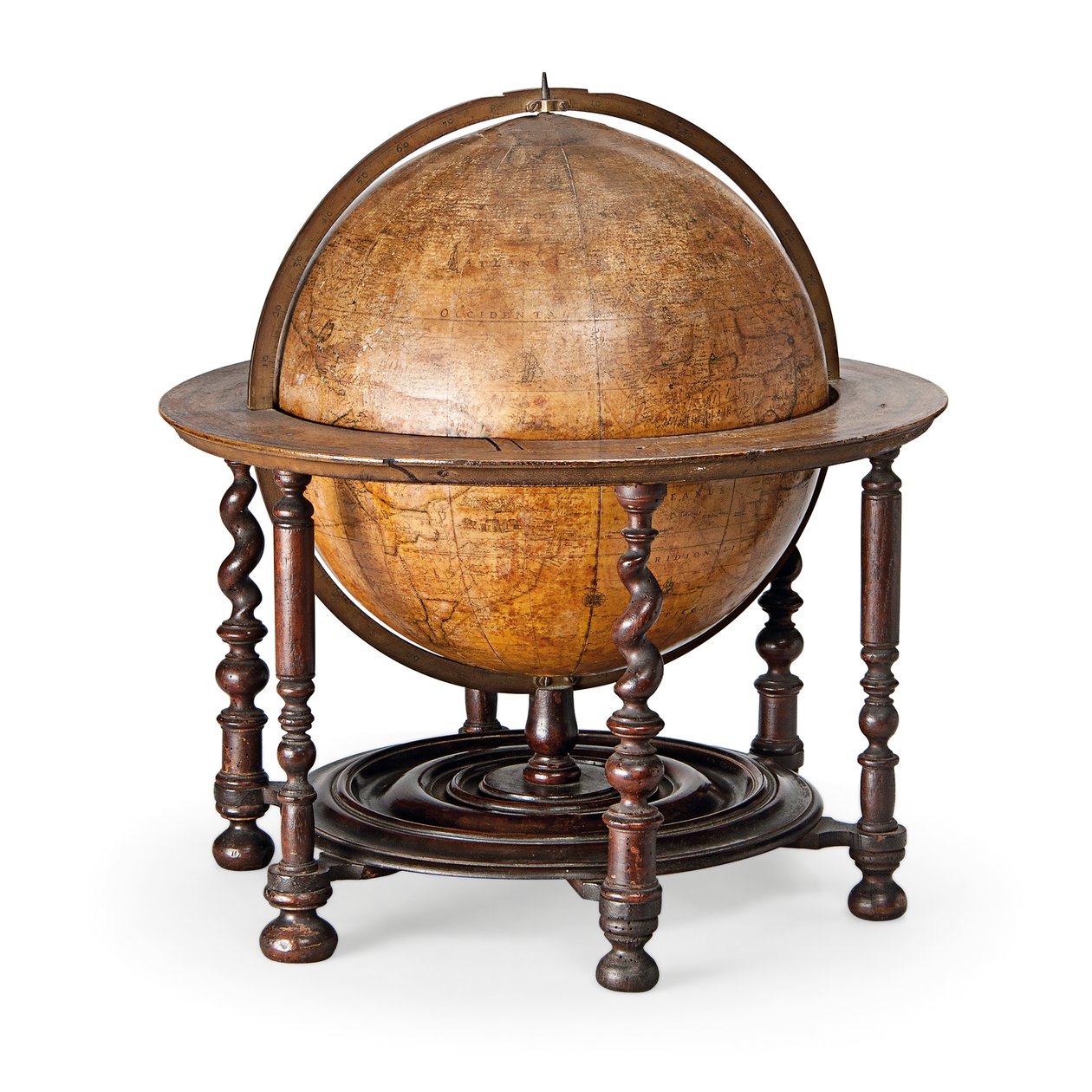 प्रारंभिक अंग्रेजी स्थलीय ग्लोब, c.1673 द्वारा विलियम बेरी