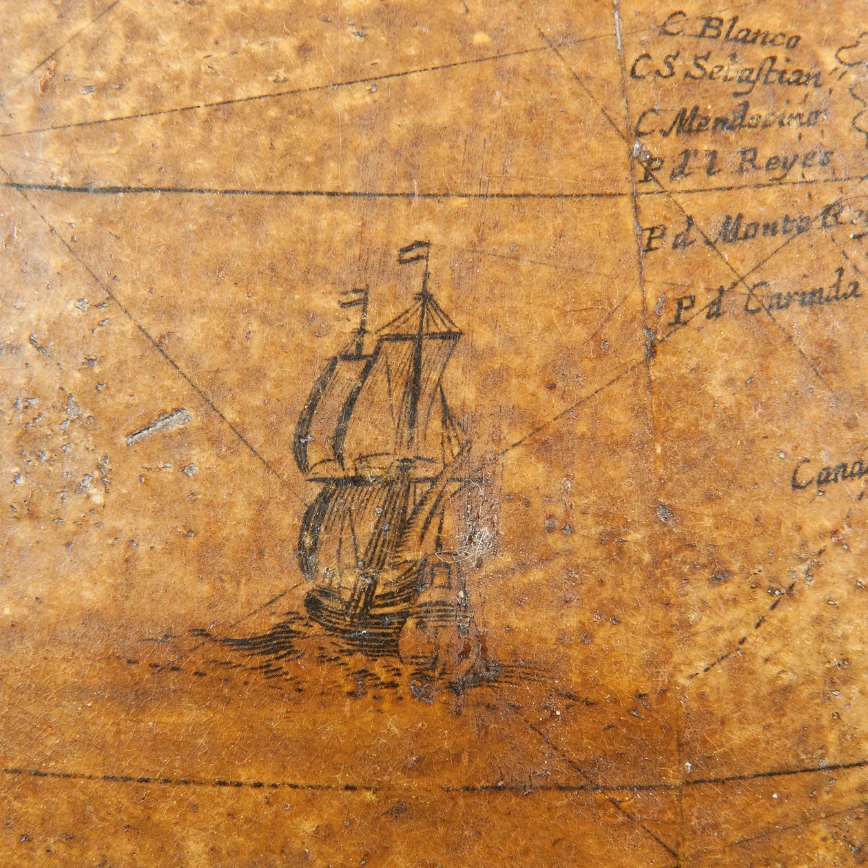 प्रारंभिक अंग्रेजी स्थलीय ग्लोब, c.1673 द्वारा विलियम बेरी