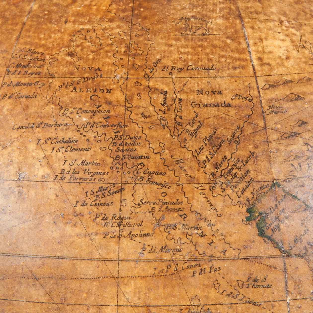 प्रारंभिक अंग्रेजी स्थलीय ग्लोब, c.1673 द्वारा विलियम बेरी