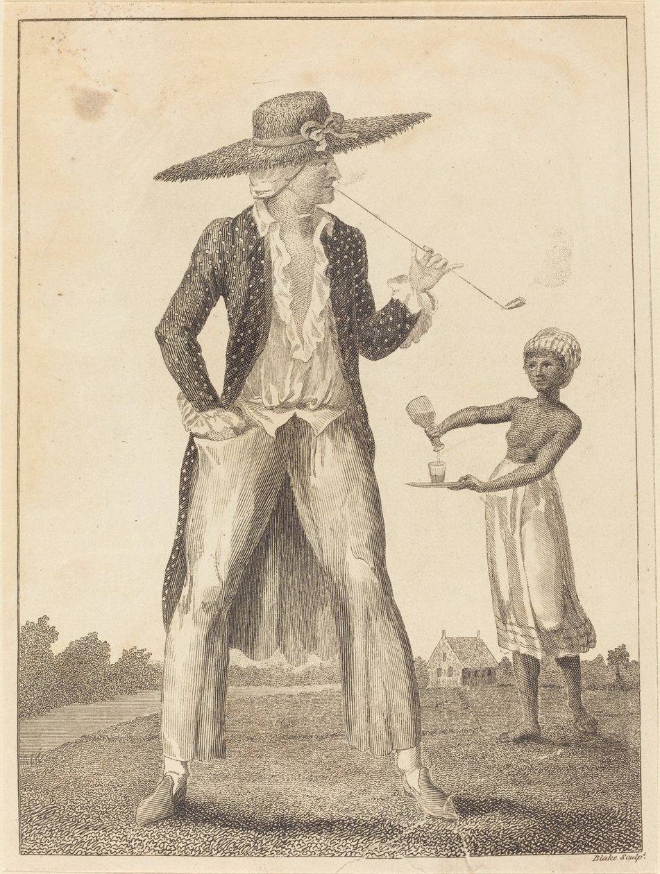 उनकी मॉर्निंग ड्रेस में एक सूरीनाम प्लांटर, 1793। द्वारा विलियम ब्लेक