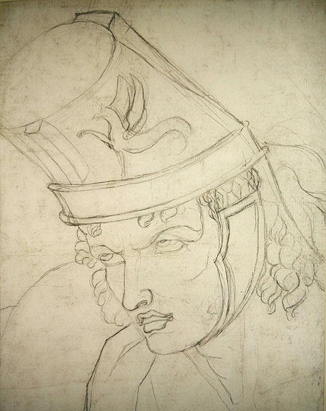 एक दूरदर्शी सिर (कागज पर पेंसिल) द्वारा विलियम ब्लेक