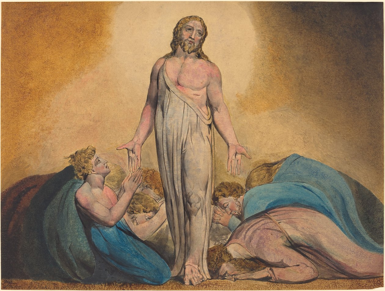 पुनरुत्थान के बाद अपने शिष्यों के सामने मसीह का प्रकट होना, c. 1795. द्वारा विलियम ब्लेक