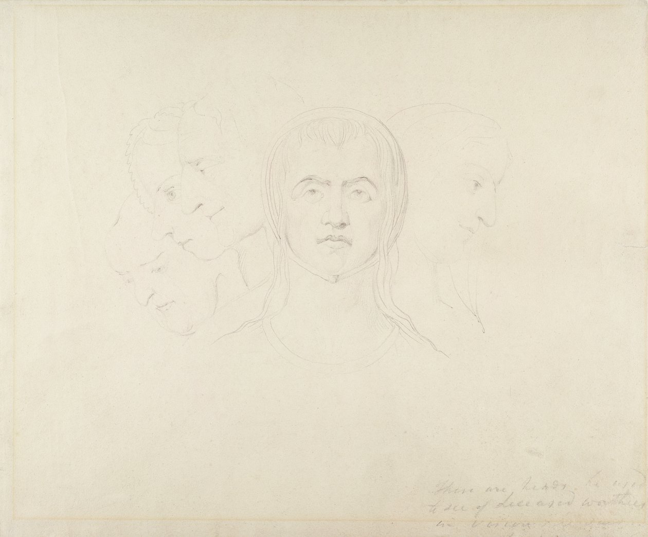 महिलाओं की पांच दूरदर्शी प्रमुखें, c.1820 (कागज पर ग्रेफाइट) द्वारा विलियम ब्लेक