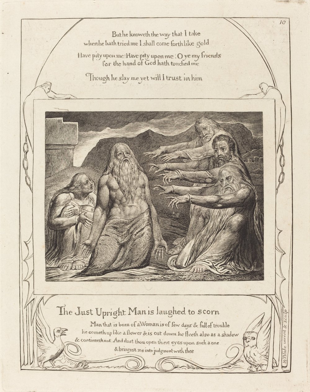 जॉब रिबुक्ड बाय हिज फ्रेंड्स, 1825। द्वारा विलियम ब्लेक