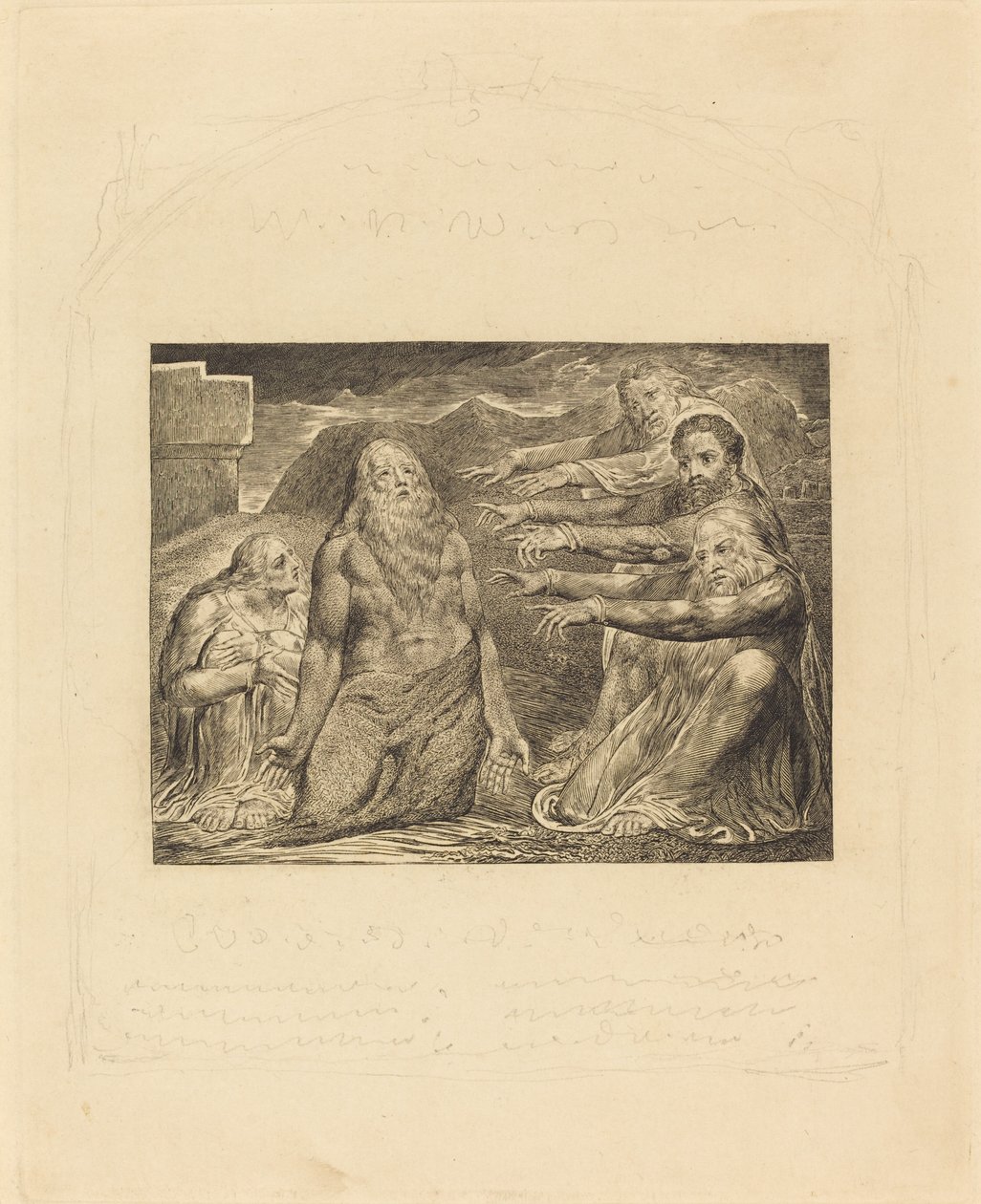 जॉब रिबुक्ड बाय हिज फ्रेंड्स, 1825। द्वारा विलियम ब्लेक