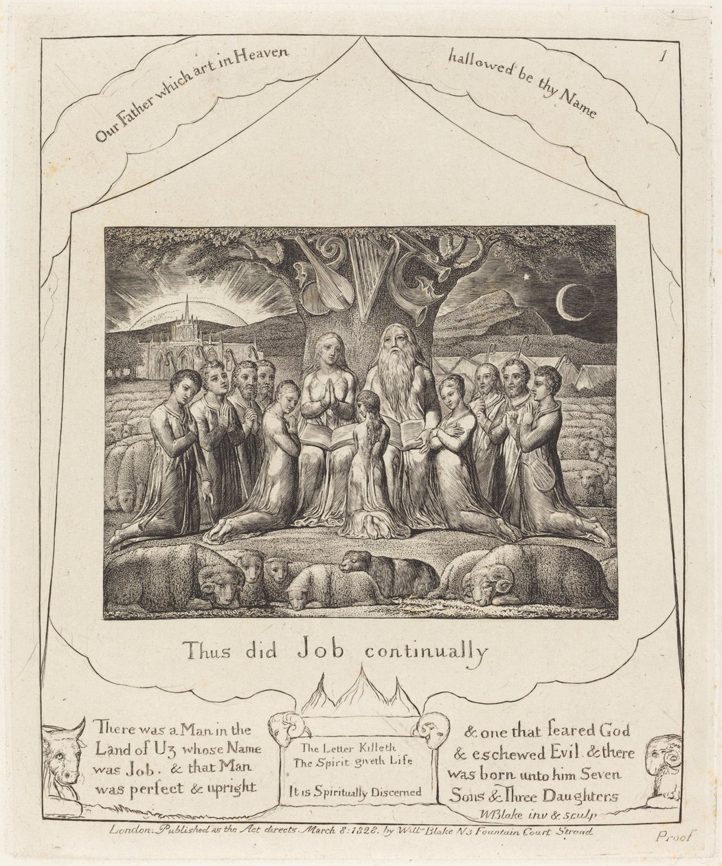 नौकरी और उसका परिवार, 1825। द्वारा विलियम ब्लेक
