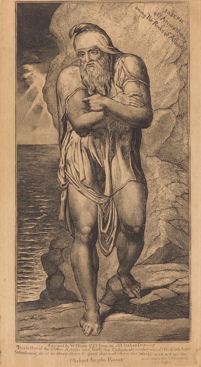 अरिमथिया के जोसेफ एल्बियन की चट्टानों के बीच, c. 18031810. द्वारा विलियम ब्लेक
