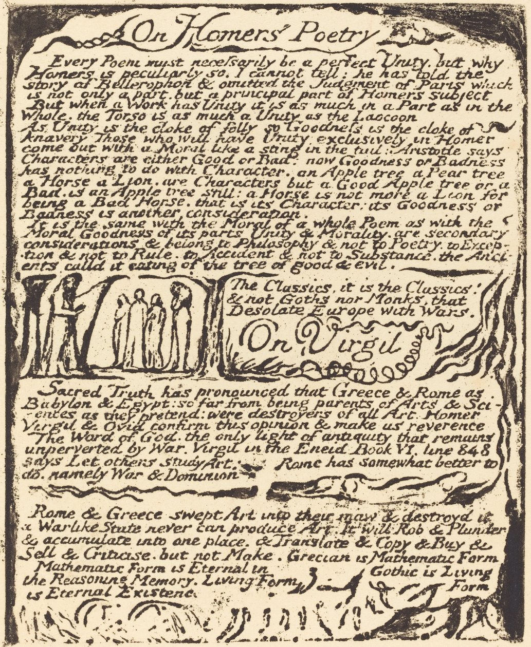 होमर की कविता और वर्जिल पर, 1822। द्वारा विलियम ब्लेक