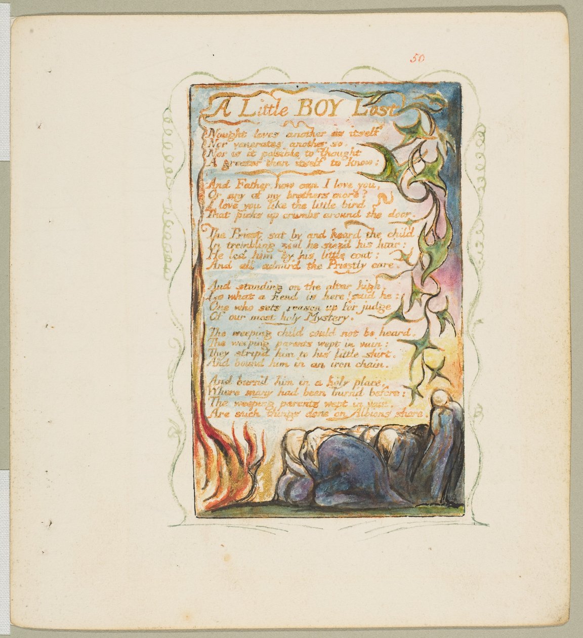 मासूमियत और अनुभव के गीत: एक छोटा लड़का खो गया, ca. 1825. द्वारा विलियम ब्लेक