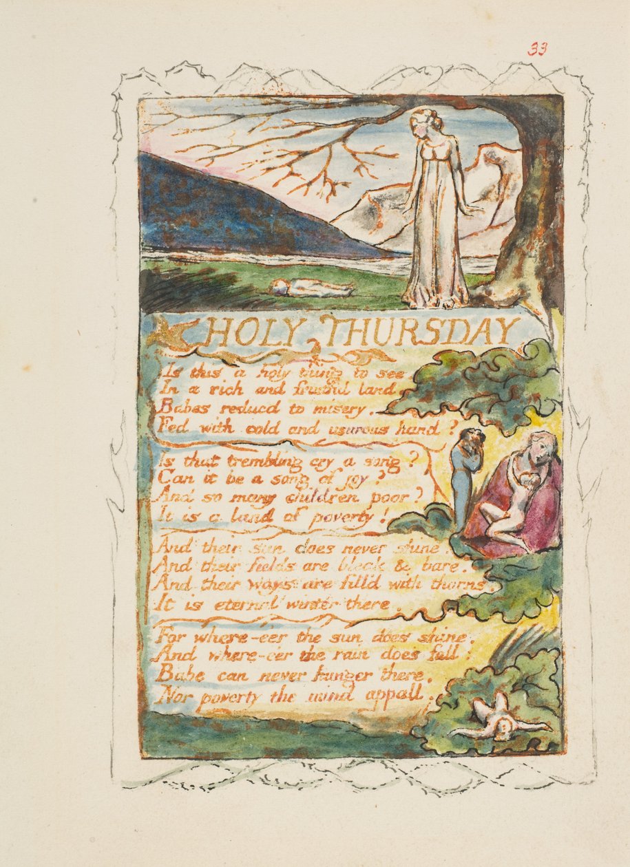 मासूमियत और अनुभव के गीत: पवित्र गुरुवार, सीए। 1825. द्वारा विलियम ब्लेक