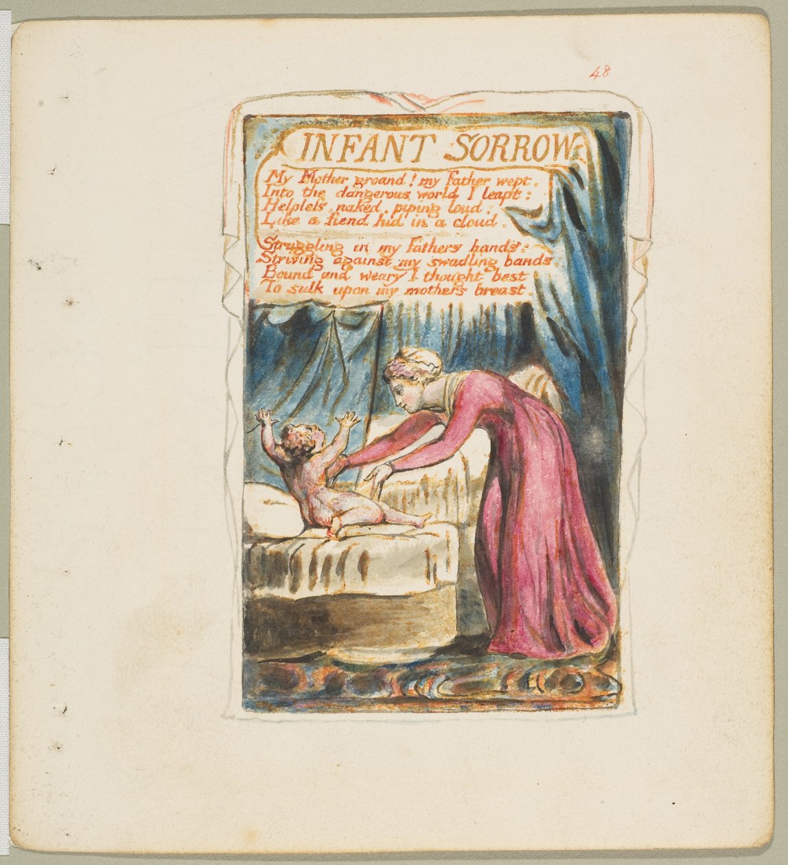 मासूमियत और अनुभव के गीत: शिशु दु: ख, सीए। 1825. द्वारा विलियम ब्लेक