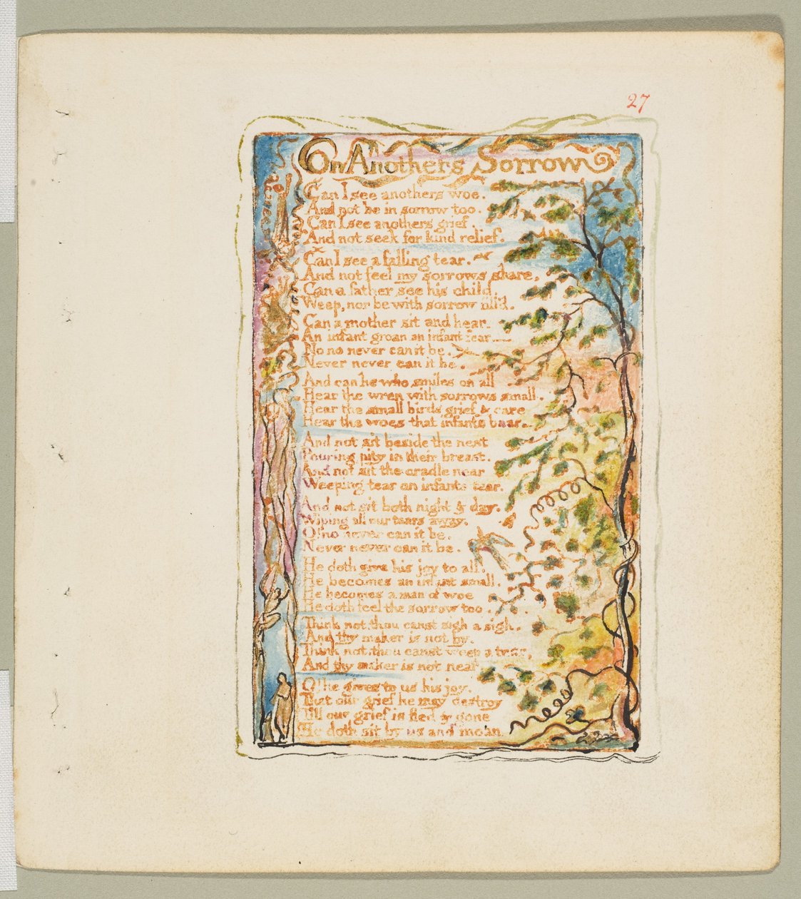 मासूमियत और अनुभव के गीत: दूसरों के दुख पर, ca. 1825. द्वारा विलियम ब्लेक