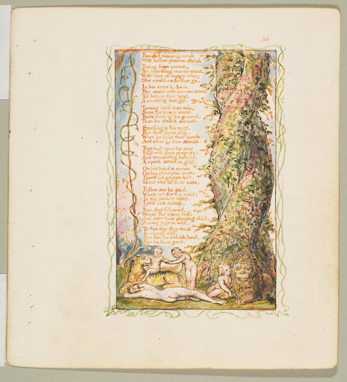 मासूमियत और अनुभव के गीत: छोटी लड़की को दूसरी प्लेट मिली, ca. 1825. द्वारा विलियम ब्लेक