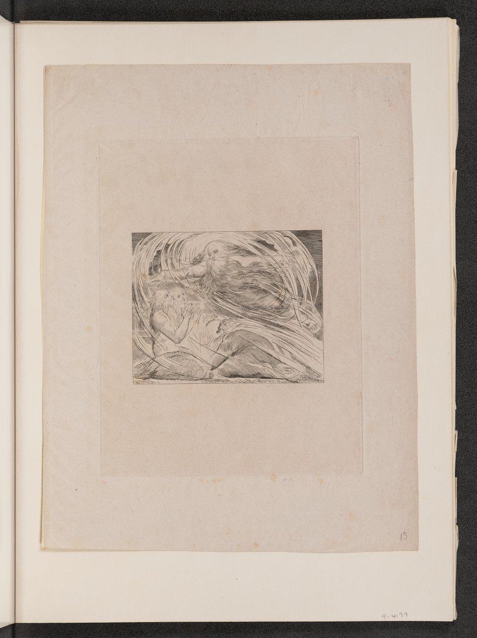 द लॉर्ड आंसरिंग अय्यूब आउट ऑफ द बवंडर, 1825। द्वारा विलियम ब्लेक