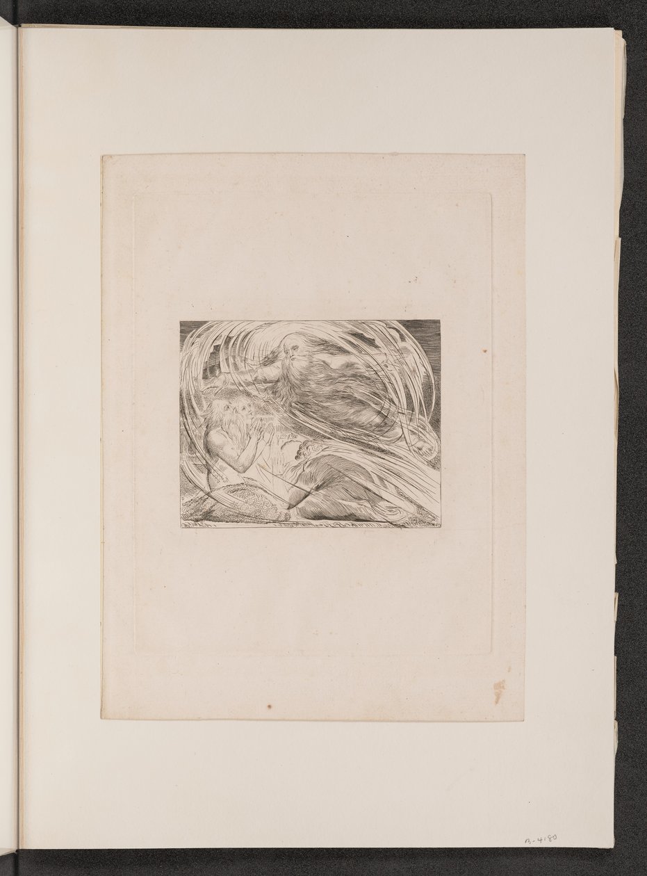 द लॉर्ड आंसरिंग अय्यूब आउट ऑफ द बवंडर, 1825। द्वारा विलियम ब्लेक