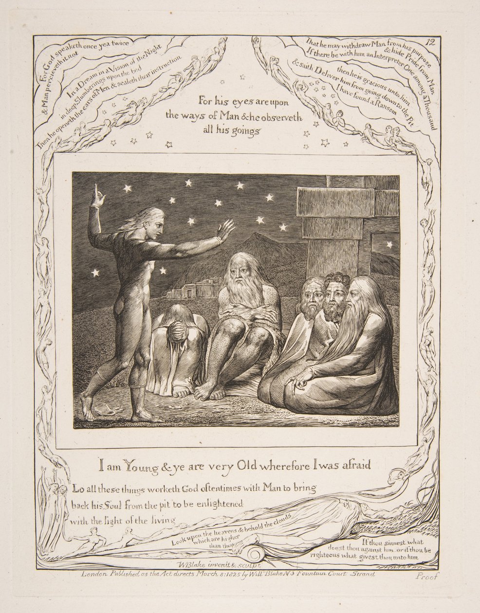 एलियहू का क्रोध, नौकरी की पुस्तक के दृष्टांत से, 1825-26। द्वारा विलियम ब्लेक