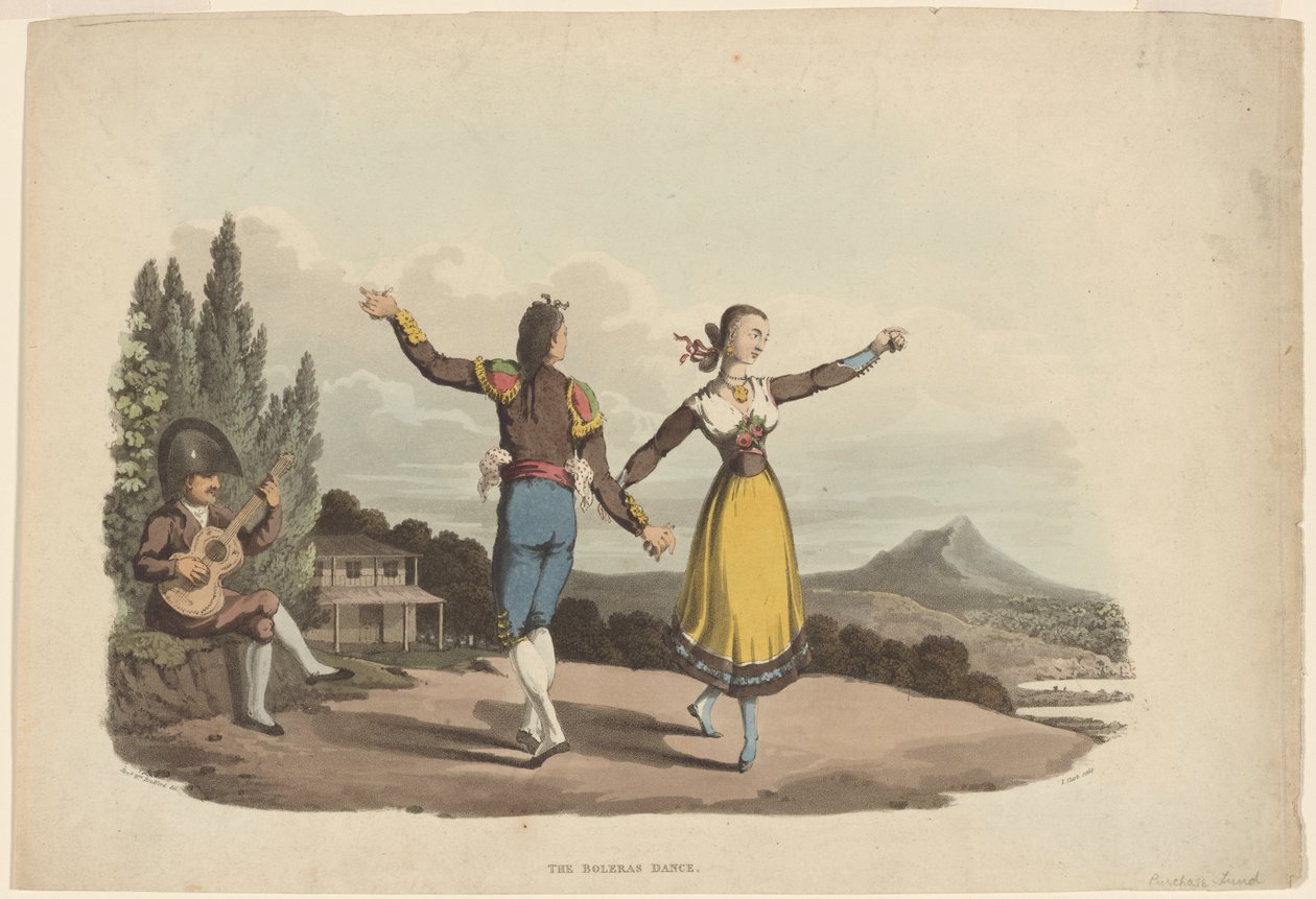 जॉन हेविसाइड क्लार्क द्वारा उत्कीर्ण बोलर्स डांस, c.1810-19 द्वारा विलियम ब्रैडफोर्ड