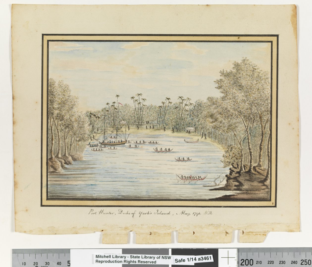 विपक्ष पी 260. 'पोर्ट हंटर, यॉर्क द्वीप के ड्यूक, मई 1791', c.1802 (जल रंग) द्वारा विलियम ब्राडली