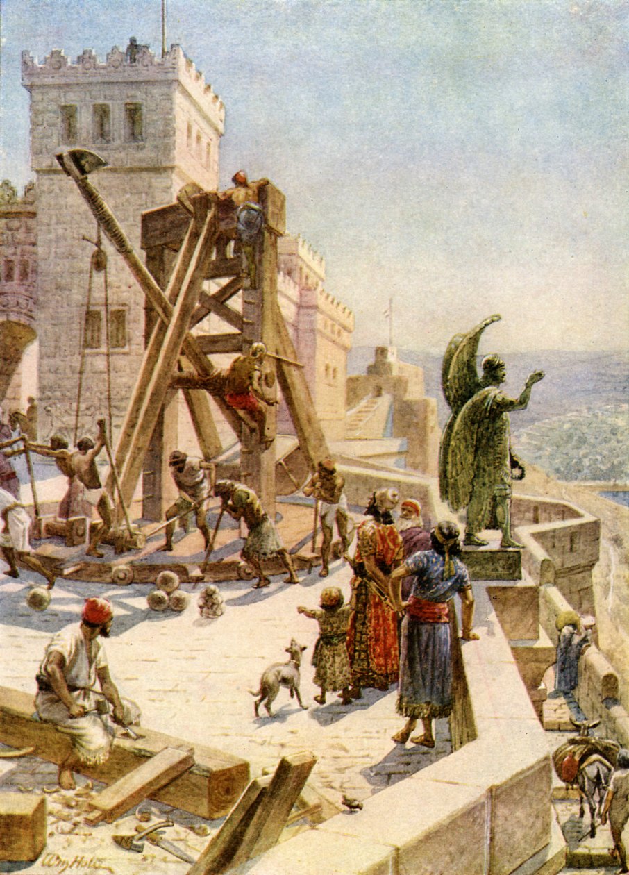 Uzziah दीवारों पर युद्ध के इंजन खड़ा करता है - बाइबिल द्वारा विलियम ब्रासी होल