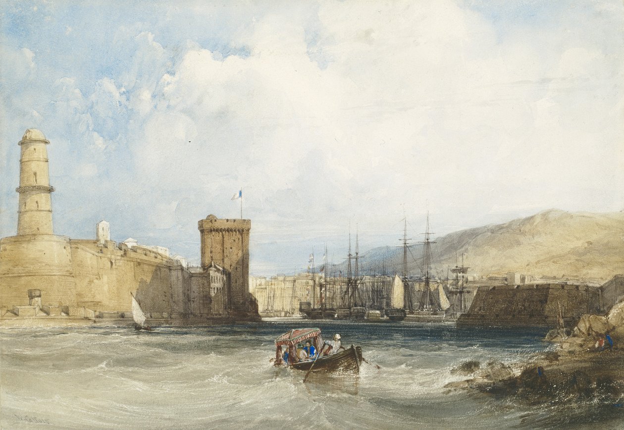 मार्सिले के हार्बर में प्रवेश, c.1838 द्वारा विलियम कॉलो