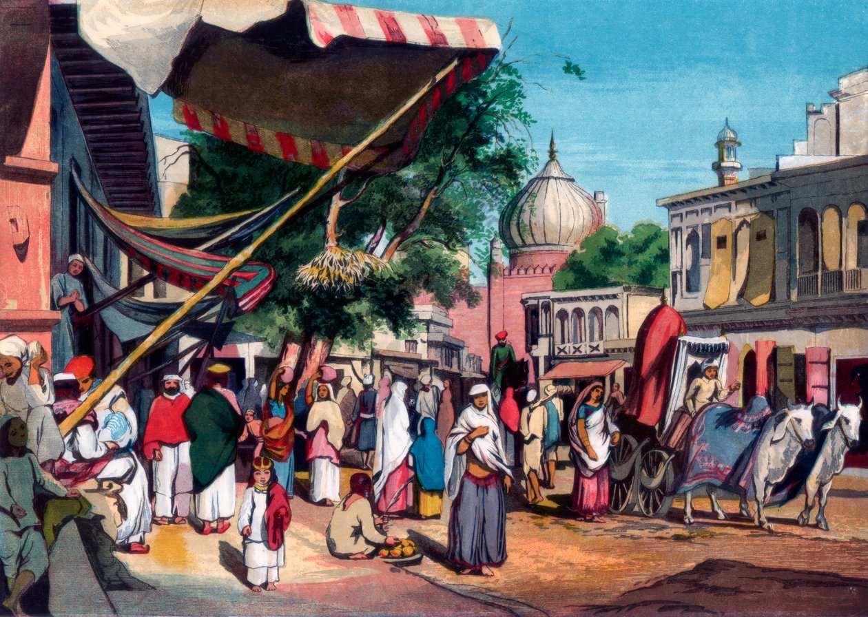 जामी मस्जिद, दिल्ली, भारत, 1857 के पीछे एक सड़क। द्वारा विलियम बढ़ई