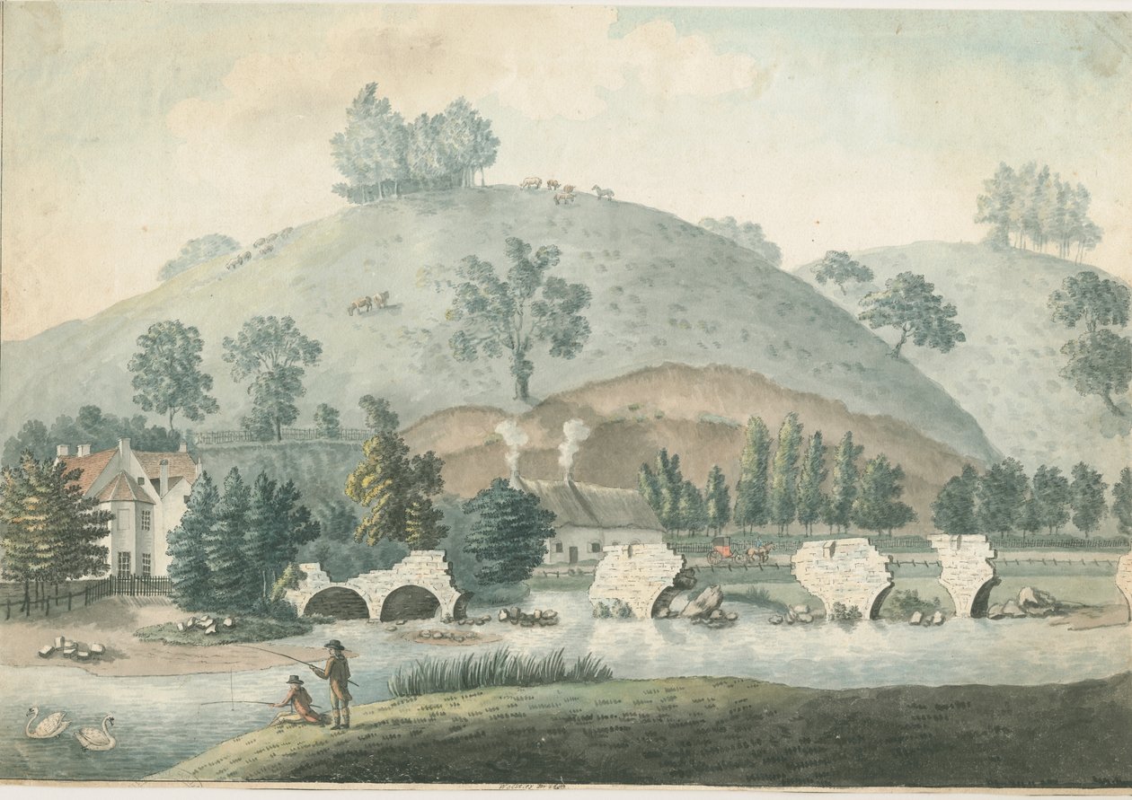 वोल्स्ले ब्रिज: वाटर कलर पेंटिंग, एनडी [1796-1839] द्वारा विलियम कार्टर
