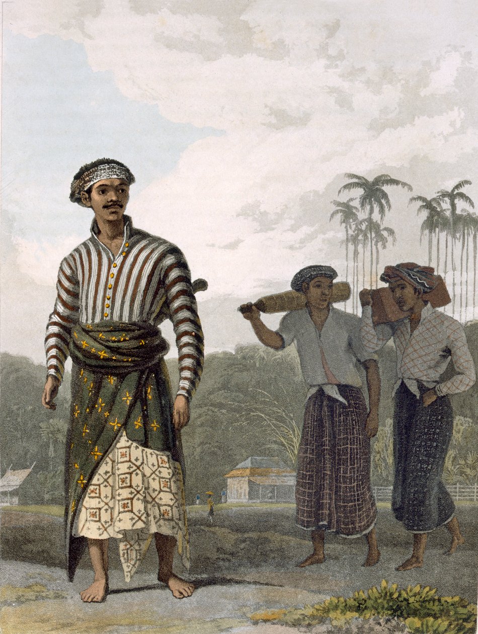 थॉमस स्टैमफोर्ड रैफल्स (1781-1826), पब द्वारा &39;द हिस्ट्री ऑफ जावा&39; के वॉल्यूम 7 से प्लेट 7 की मंटूसी ऑफ मंटू 1817 (एक्वाटिंट) द्वारा विलियम डेनियल