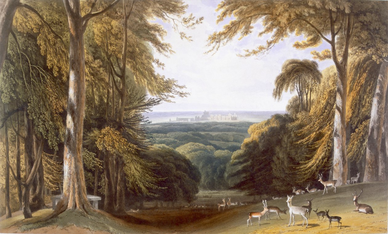 बिशप गेट के पास विंडसर पार्क में ग्लेन, c1827-30। द्वारा विलियम डेनियल