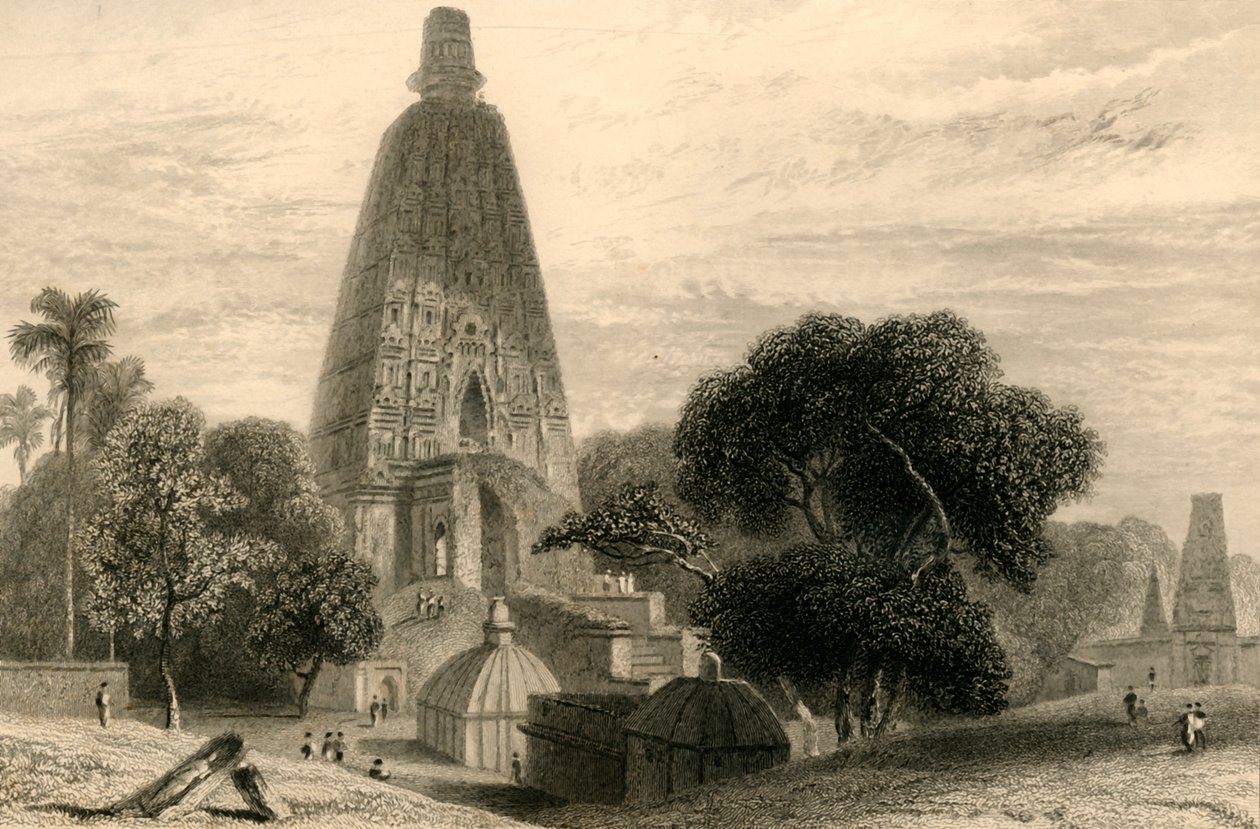 1835 में बोडे गया में महान मंदिर। द्वारा विलियम डेनियल