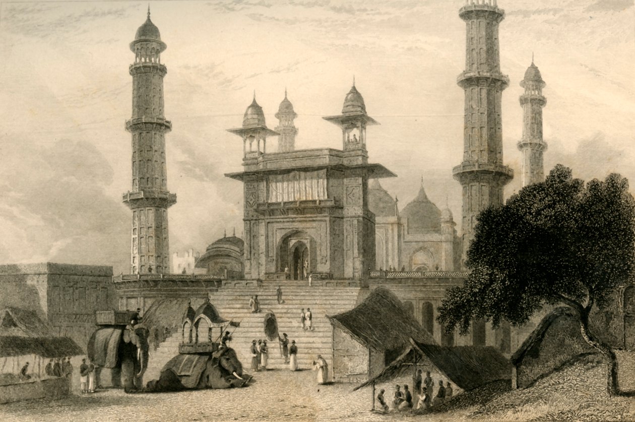 1835 में मथुरा की मस्जिद। द्वारा विलियम डेनियल