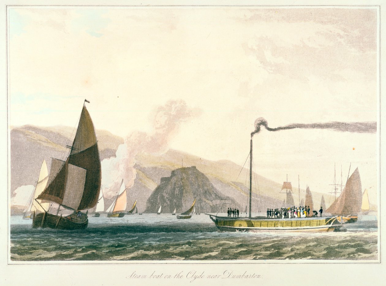 डंबार्टन के पास क्लाइड पर स्टीमर, c1814 द्वारा विलियम डेनियल