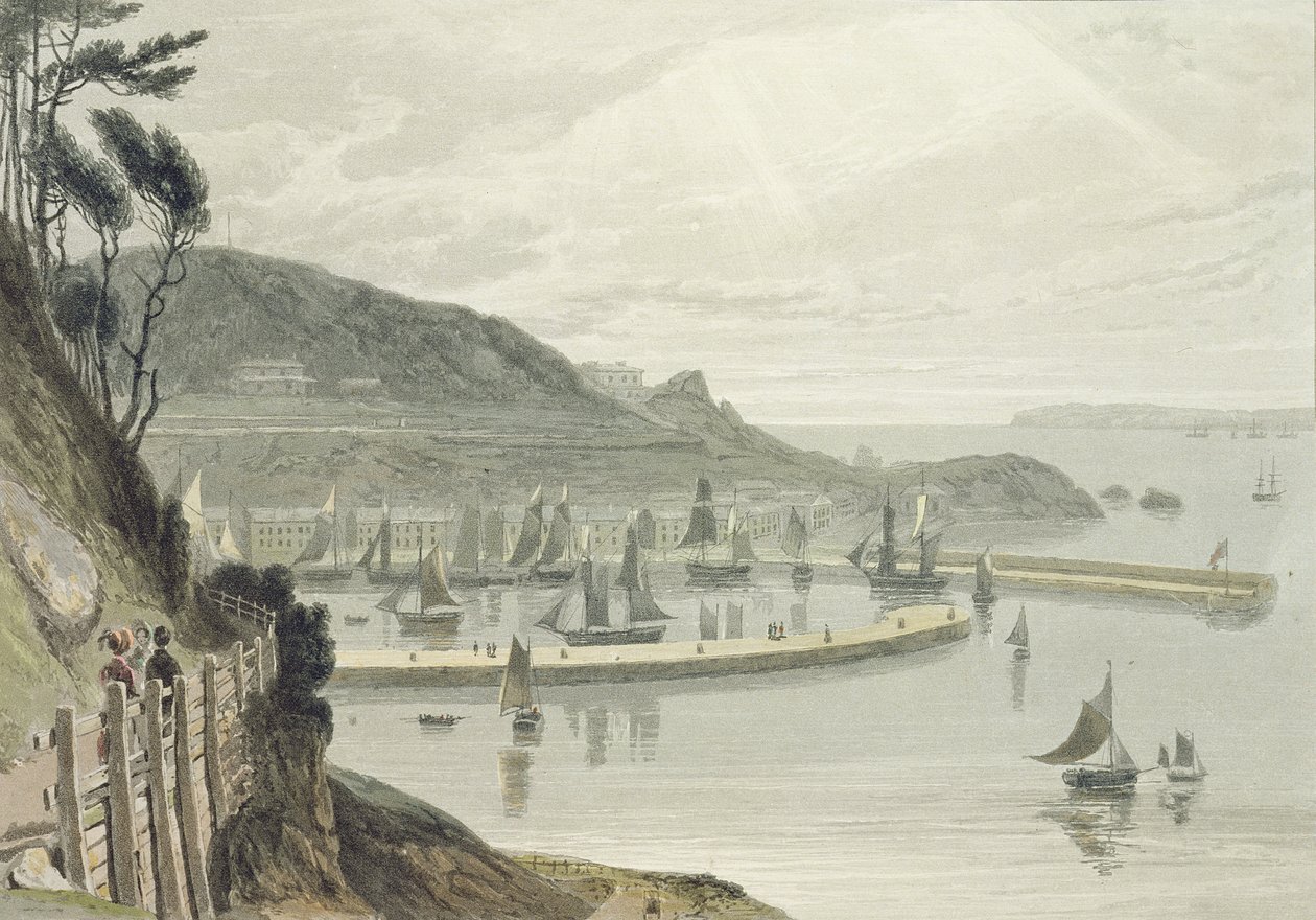 टॉर्के, डेवोन, 1814 और 1825 के बीच &39;ए वॉयज अराउंड ग्रेट ब्रिटेन अंडरटोन के वॉल्यूम आठवें से, 1825 (एक्वाटिंट) प्रकाशित द्वारा विलियम डेनियल