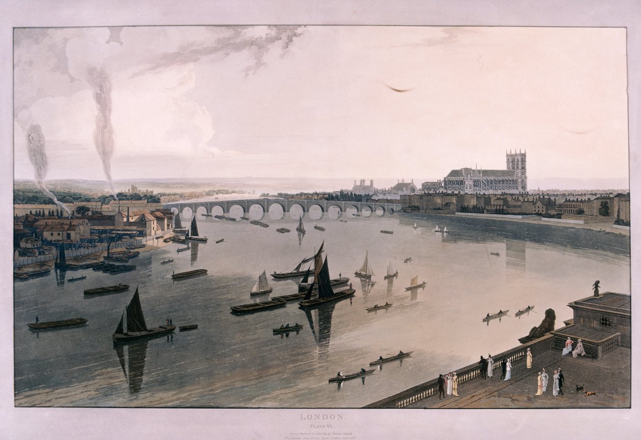समरसेट हाउस से लंदन का दृश्य, 1805 द्वारा विलियम डेनियल