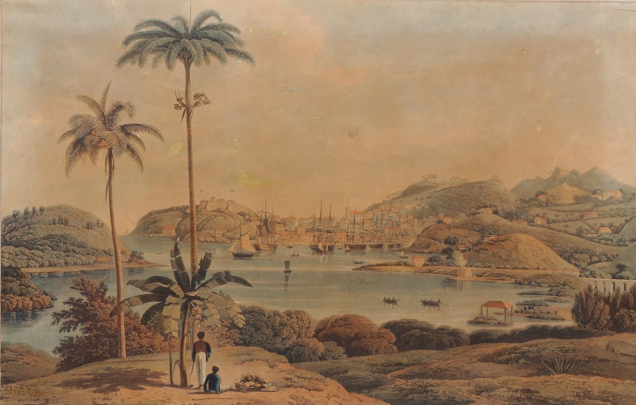 1819 में लेफ्टिनेंट कर्नल विल्सन द्वारा खाड़ी से लिया गया ग्रेनाडा द्वीप में सेंट जॉर्ज और रिचमंड हाइट्स के शहर का दृश्य द्वारा विलियम डेनियल