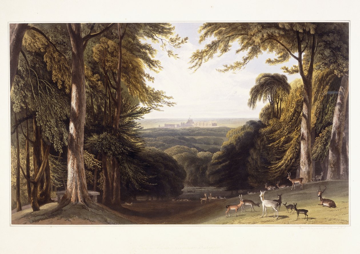 डियर पार्क से विंडसर कैसल, c.1827-1829 द्वारा विलियम डेनियल