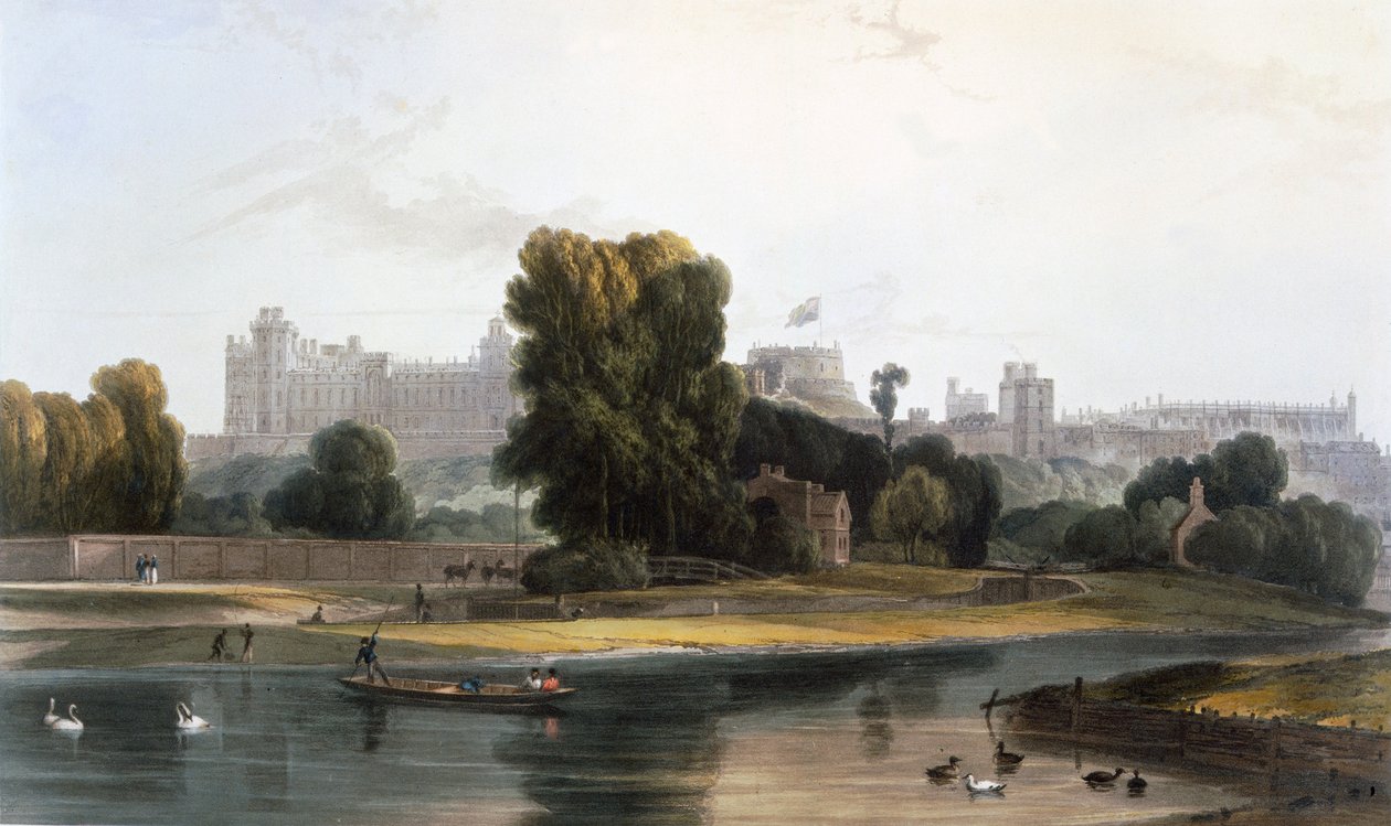 ईटन में टेम्स नदी से विंडसर कैसल, c1827-30। द्वारा विलियम डेनियल