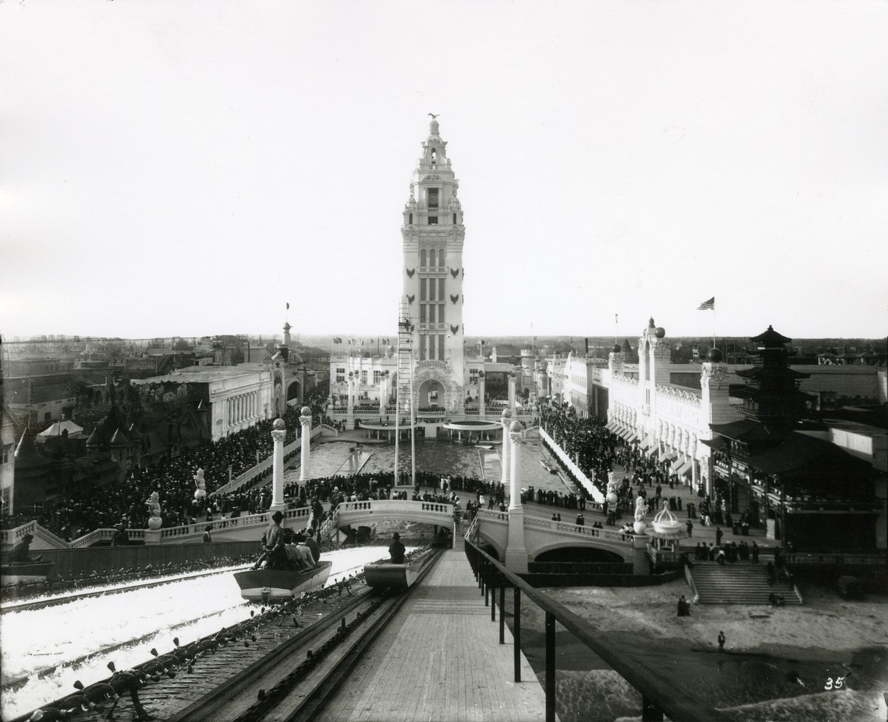 कोनी द्वीप ड्रीमलैंड - च्यूट्स के ऊपर से दृश्य, c.1910-21 द्वारा विलियम डेविस हसलर