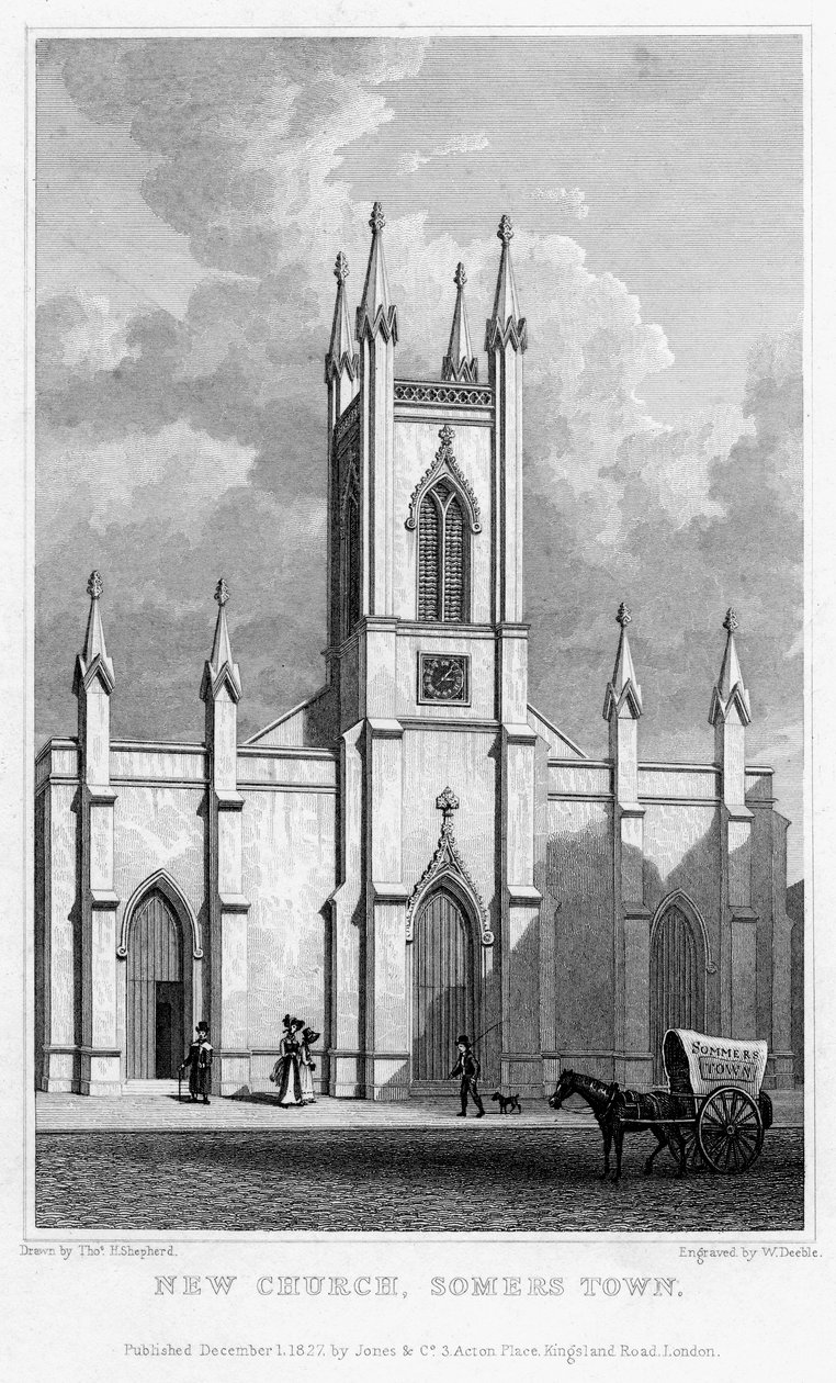 न्यू चर्च, सोमरस टाउन, कैमडेन, लंदन, 1827। द्वारा विलियम डीबल
