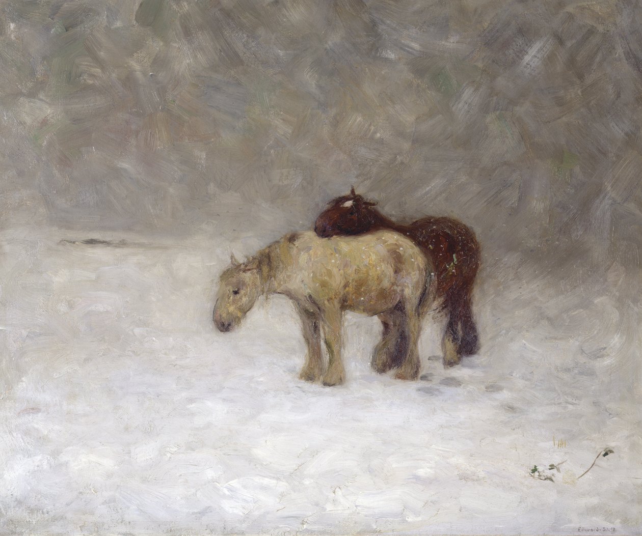 एक हिम तूफान, c.1891 (कैनवास पर तेल) द्वारा विलियम एडवर्ड स्टॉट