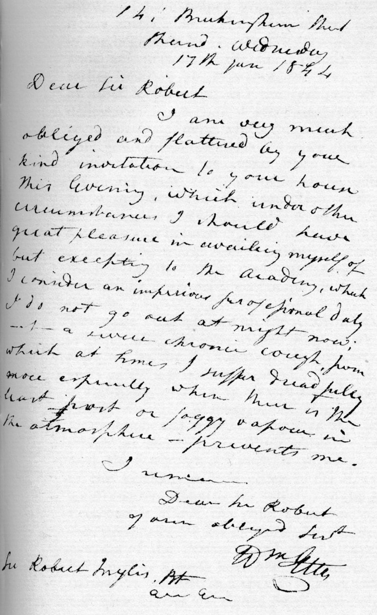 विलियम ईट्टी का एक पत्र, 17 जनवरी 1844 1904 द्वारा विलियम ईटीटी
