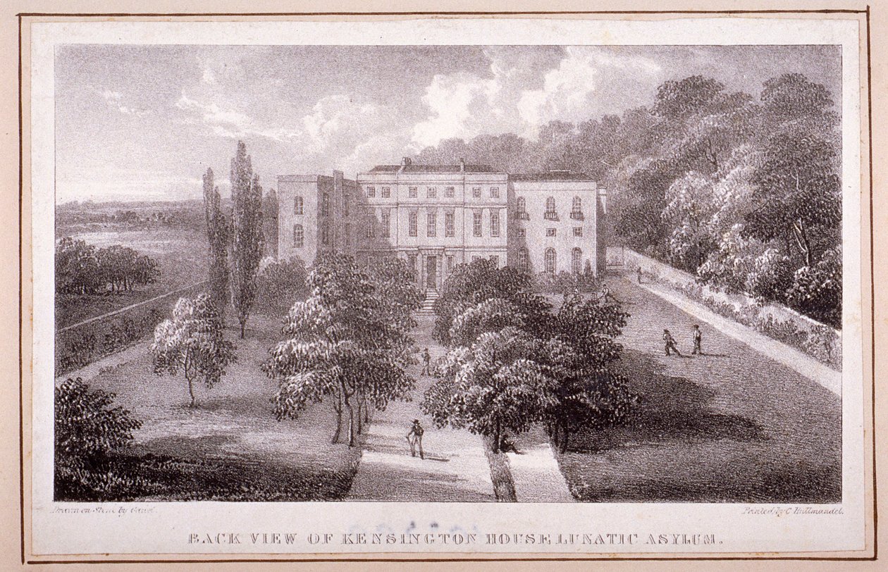केंसिंग्टन हाउस लुनाटिक शरण का दृश्य, c.1830 द्वारा विलियम गौसी