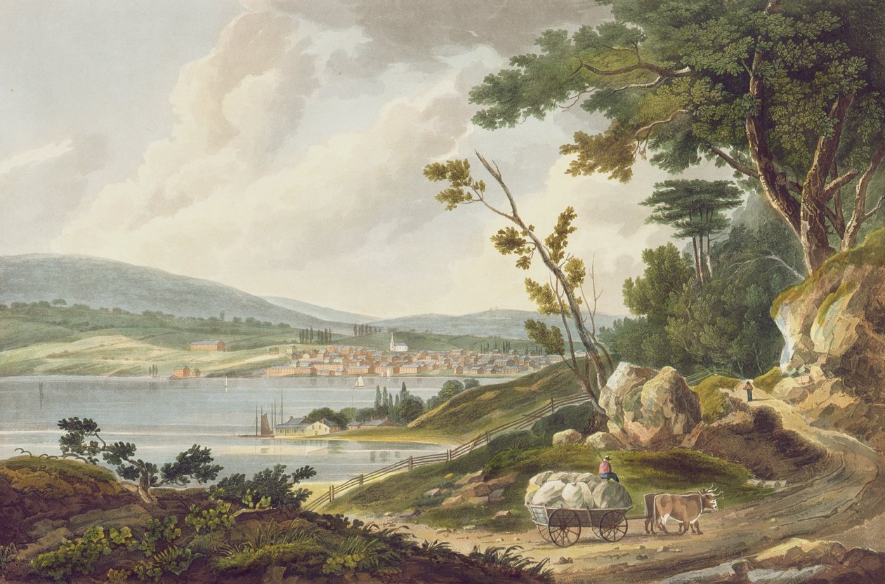 न्यूबर्ग, No.14 हडसन नदी पोर्टफोलियो से, जे। हिल, 1821-25 द्वारा उकेरा गया द्वारा विलियम गाय की दीवार