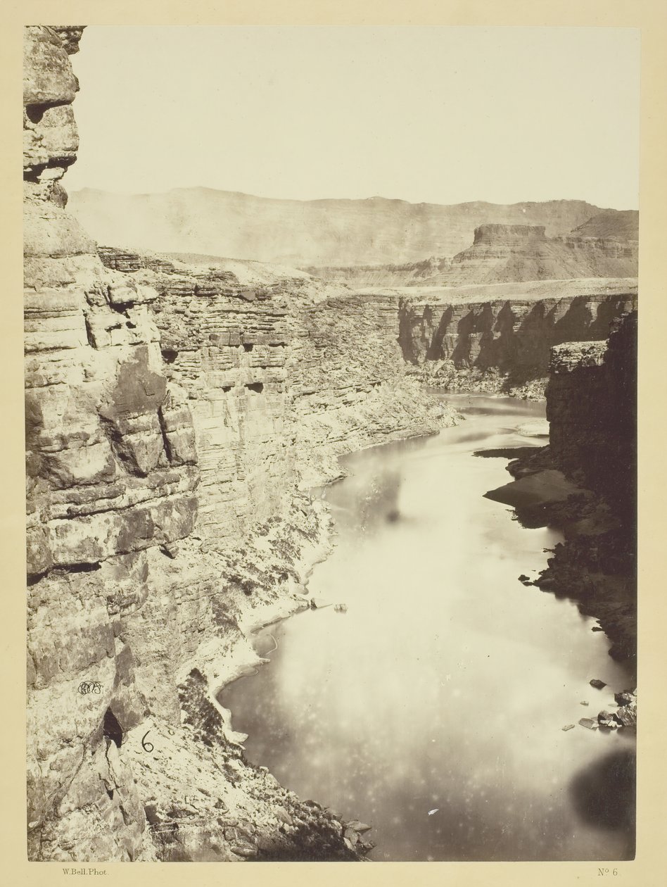ग्रांड कैनन, कोलोराडो नदी, पारिया क्रीक के पास, पश्चिम की ओर देखते हुए, 1872। द्वारा विलियम एच। बेल