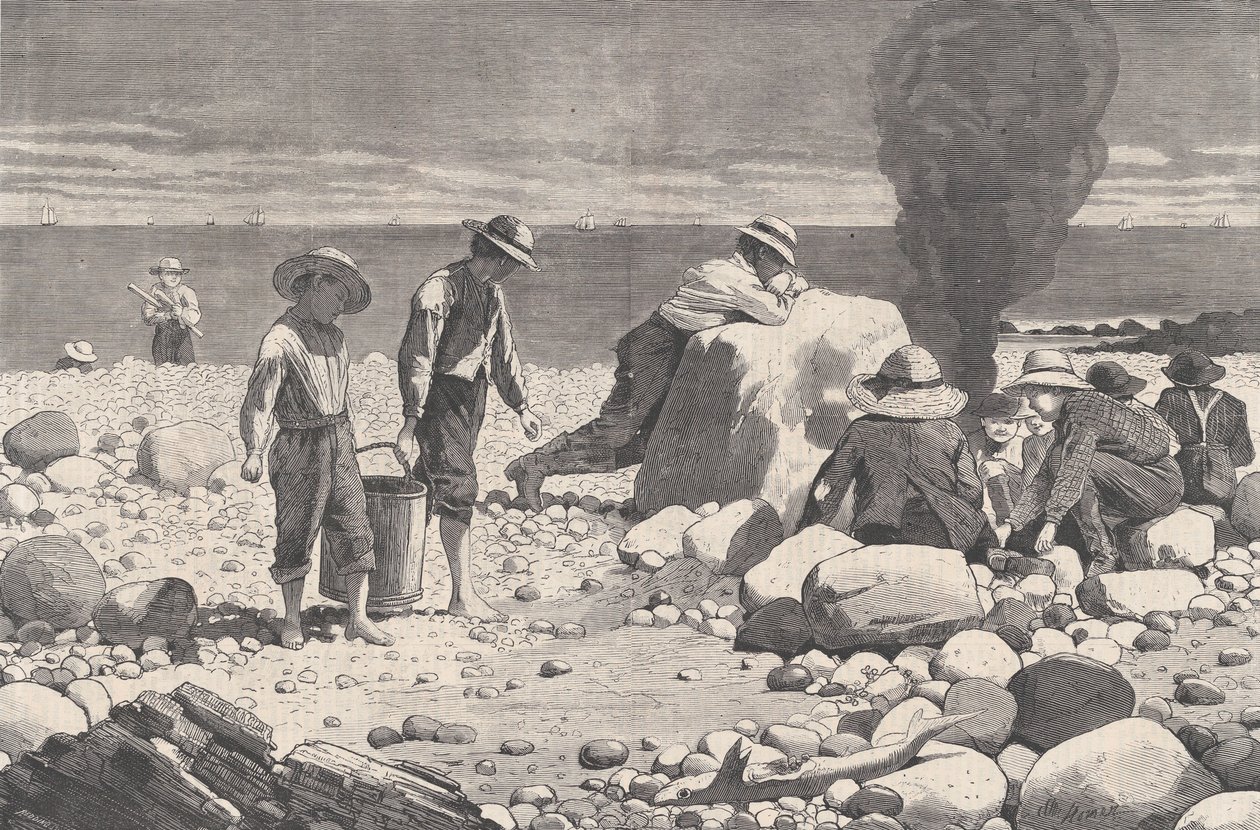 सी-साइड स्केच - ए क्लैम-बेक हार्पर्स वीकली, वॉल्यूम। XVII, 23 अगस्त, 1873। द्वारा विलियम एच. रेडिंग