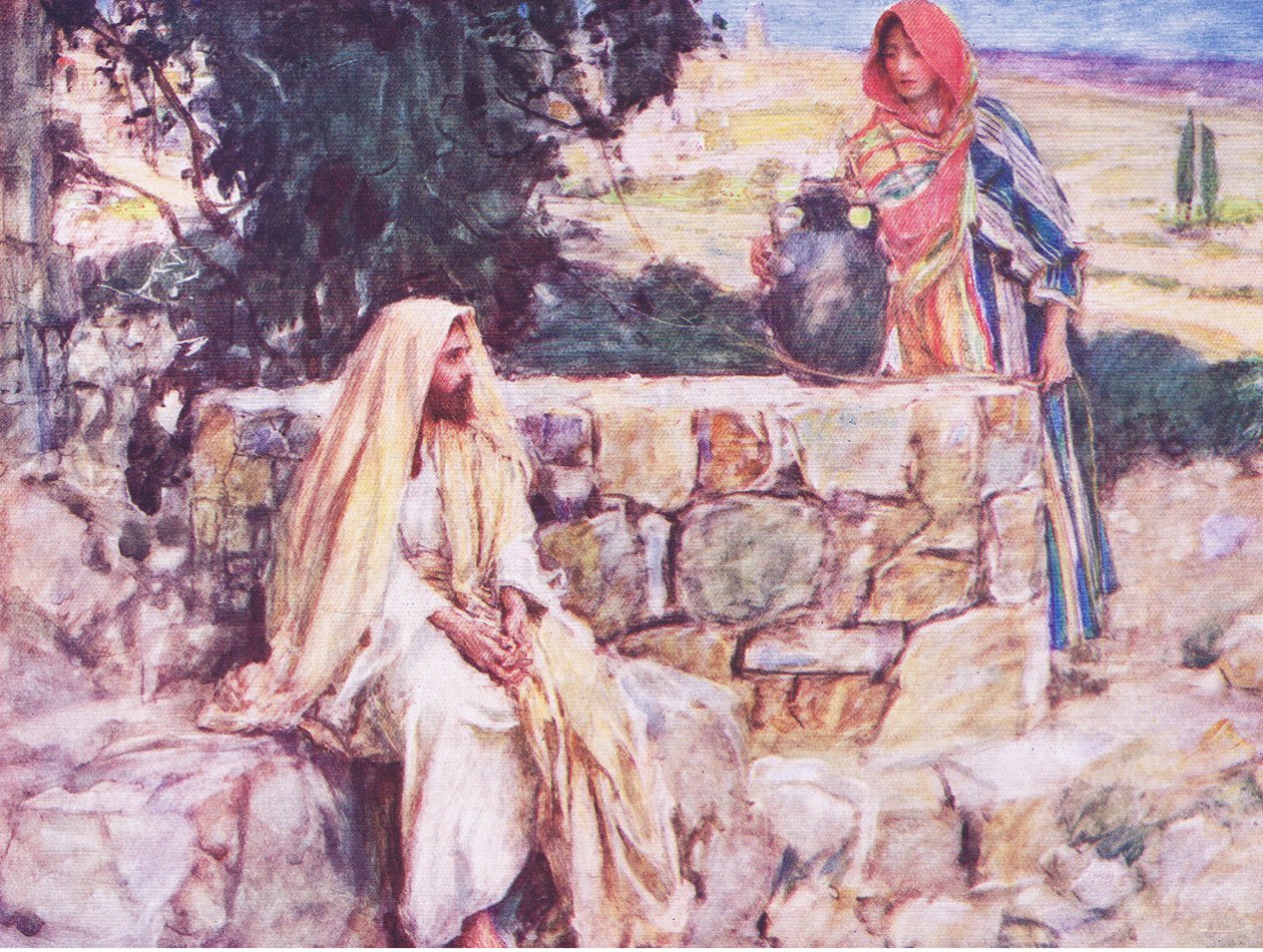 मसीह और सामरिया की महिला, होडर एंड स्टॉटन द्वारा प्रकाशित द बाइबल स्टोरी से, c.1930 द्वारा विलियम हैथेरेल्ल