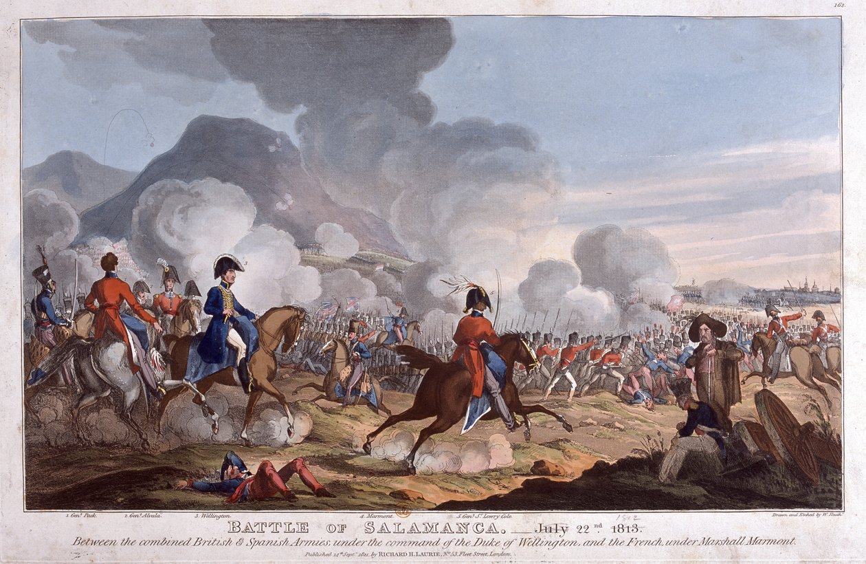 22 जुलाई 1812 को सलामांका की लड़ाई, 1821 (एक्वाटिंट) प्रकाशित द्वारा विलियम हीथ